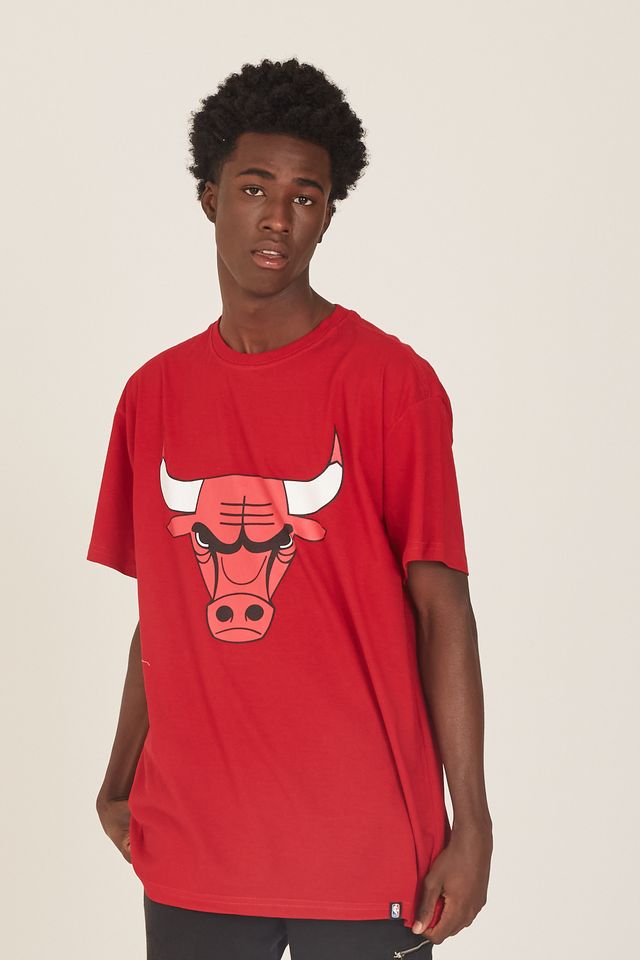 Camiseta-NBA-Plus-Size-Estampada-Chicago-Bulls-Casual-Vermelha