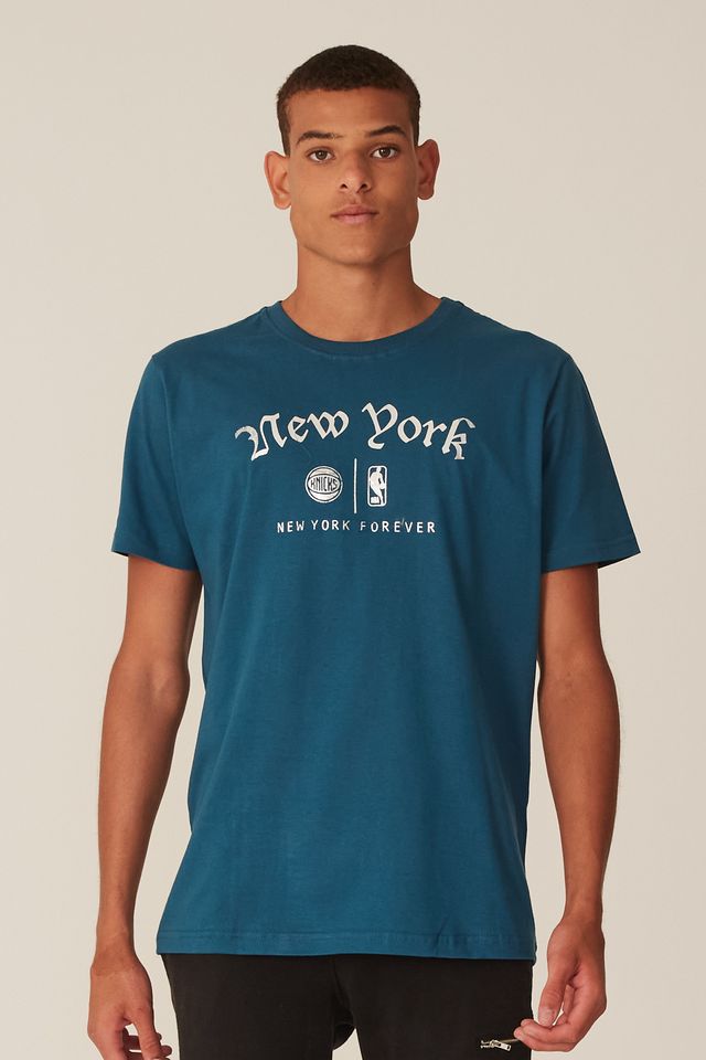 Camiseta-NBA-Estampada-New-York-Knicks-Casual-Azul