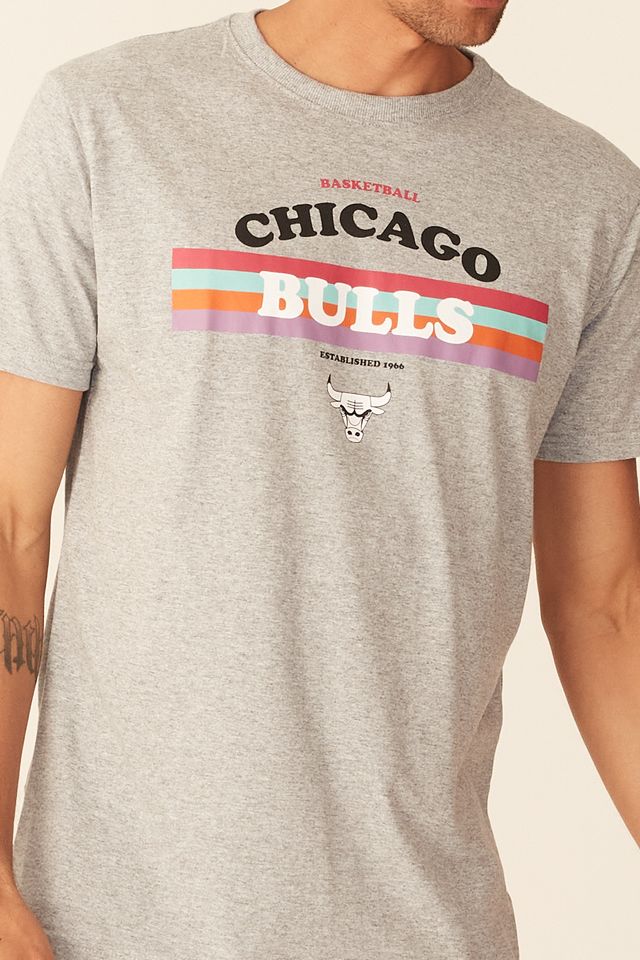 Camiseta-NBA-Estampada-Chicago-Bulls-Casual-Cinza-Mescla