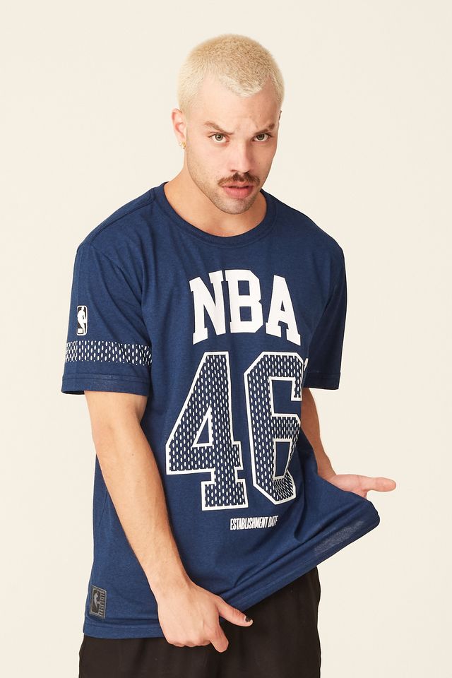 Camiseta-NBA-Estampada-Casual-Azul-Mescla