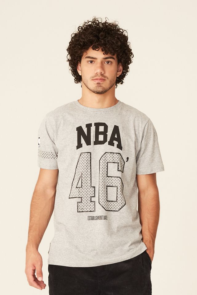 Camiseta-NBA-Estampada-Casual-Cinza-Mescla
