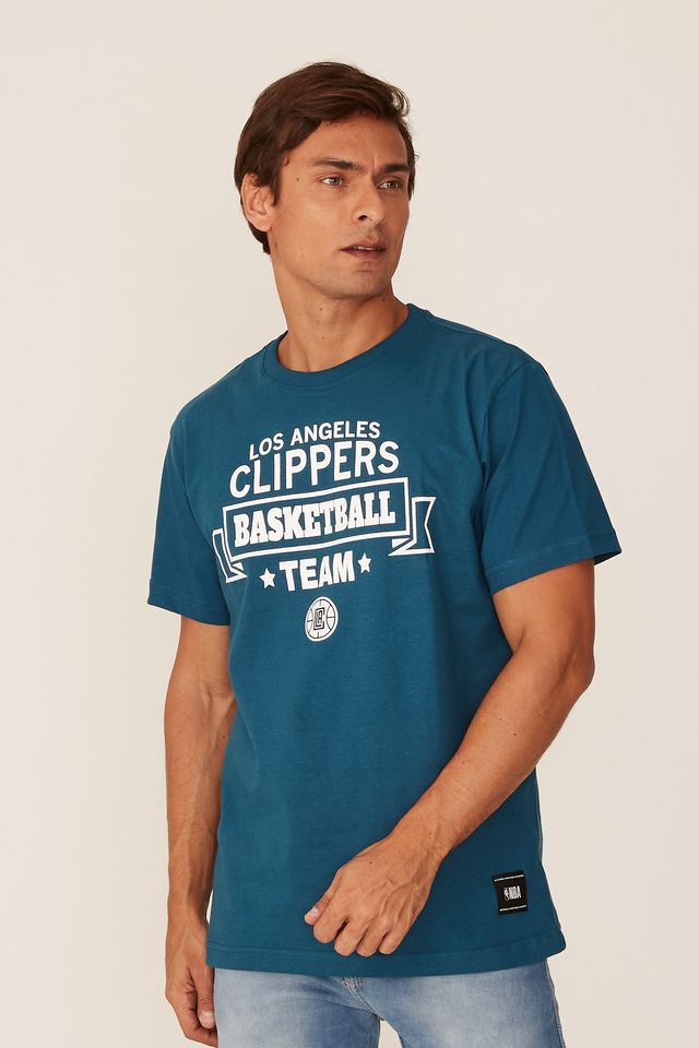 Camiseta-NBA-Estampada-Los-Angeles-Clippers-Casual-Azul