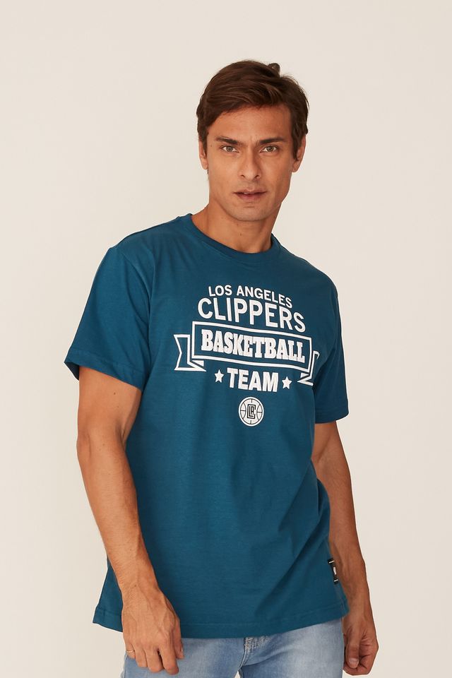 Camiseta-NBA-Estampada-Los-Angeles-Clippers-Casual-Azul
