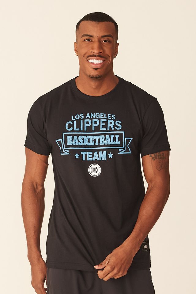 Camiseta-NBA-Estampada-Los-Angeles-Clippers-Casual-Preta