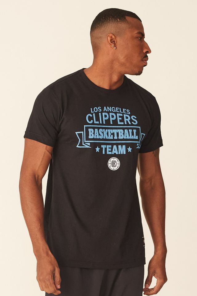 Camiseta-NBA-Estampada-Los-Angeles-Clippers-Casual-Preta