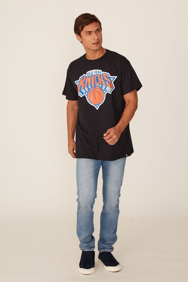 Camiseta-NBA-Plus-Size-Estampada-New-York-Knicks-Casual-Preta