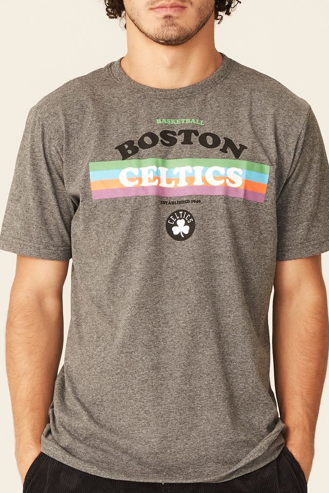 Camiseta-NBA-Estampada-Boston-Celtics-Casual-Cinza-Mescla-Escuro