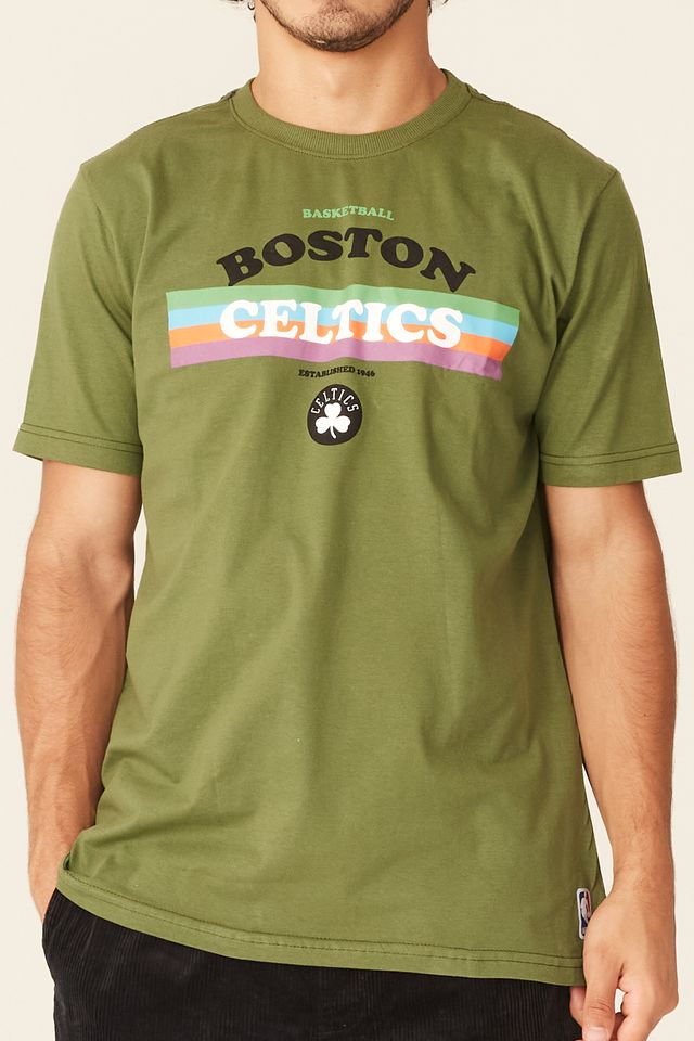 Camiseta-NBA-Estampada-Boston-Celtics-Casual-Verde-Militar