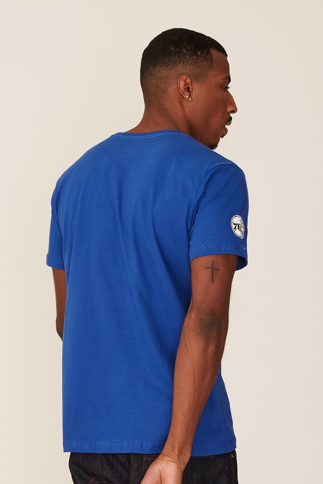 Camiseta-NBA-Estampada-Philadelphia-76ERS-Casual-Azul-Royal