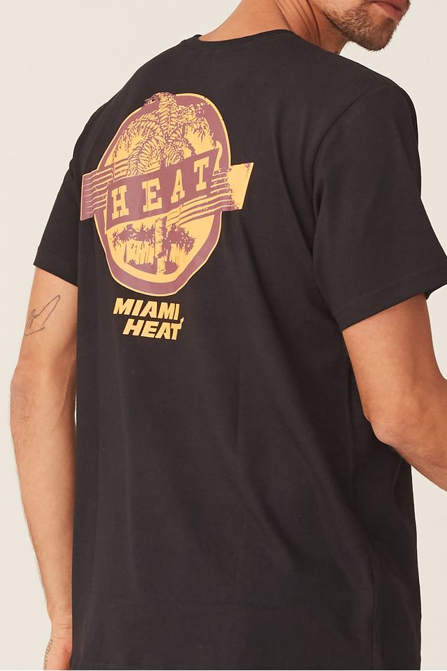 Camiseta-NBA-Estampada-Miami-Heat-Casual-Preta