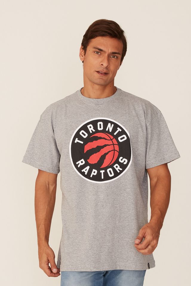 Camiseta-NBA-Plus-Size-Estampada-Toronto-Raptors-Casual-Cinza-Mescla