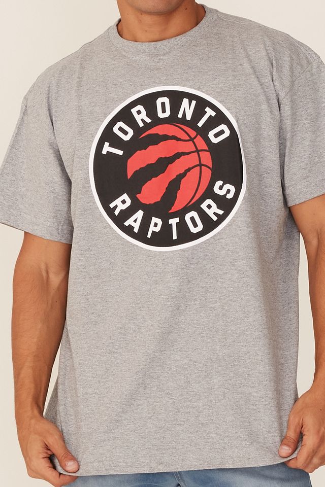 Camiseta-NBA-Plus-Size-Estampada-Toronto-Raptors-Casual-Cinza-Mescla