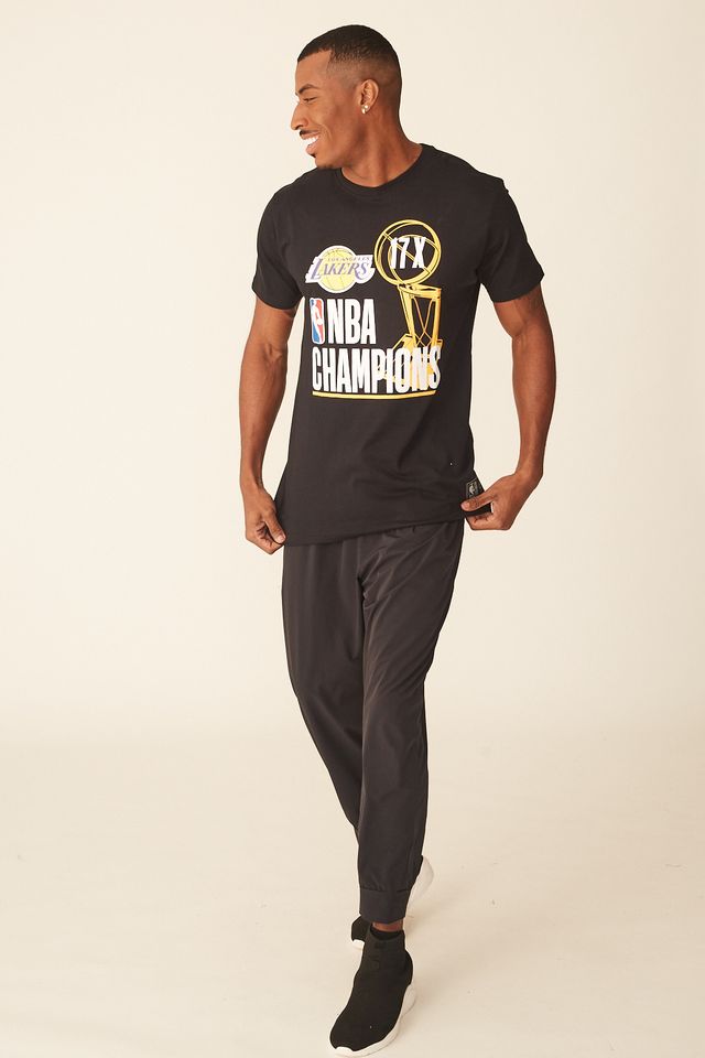 Camiseta-NBA-Estampada-Los-Angeles-Lakers-Casual-Preta