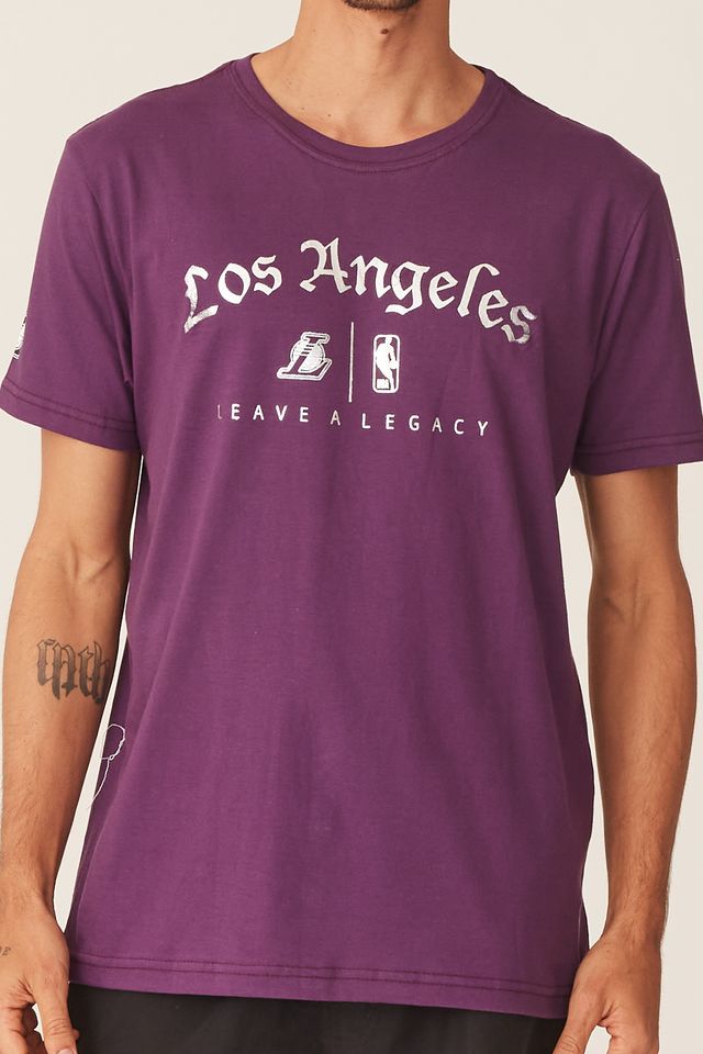 Camiseta-NBA-Estampada-Los-Angeles-Lakers-Casual-Roxa
