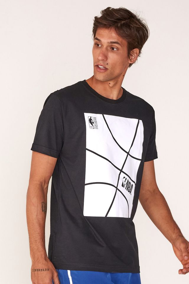 Camiseta-NBA-Estampada-Casual-Preta