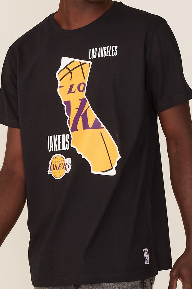 Camiseta-NBA-Estampada-Los-Angeles-Lakers-Casual-Preta