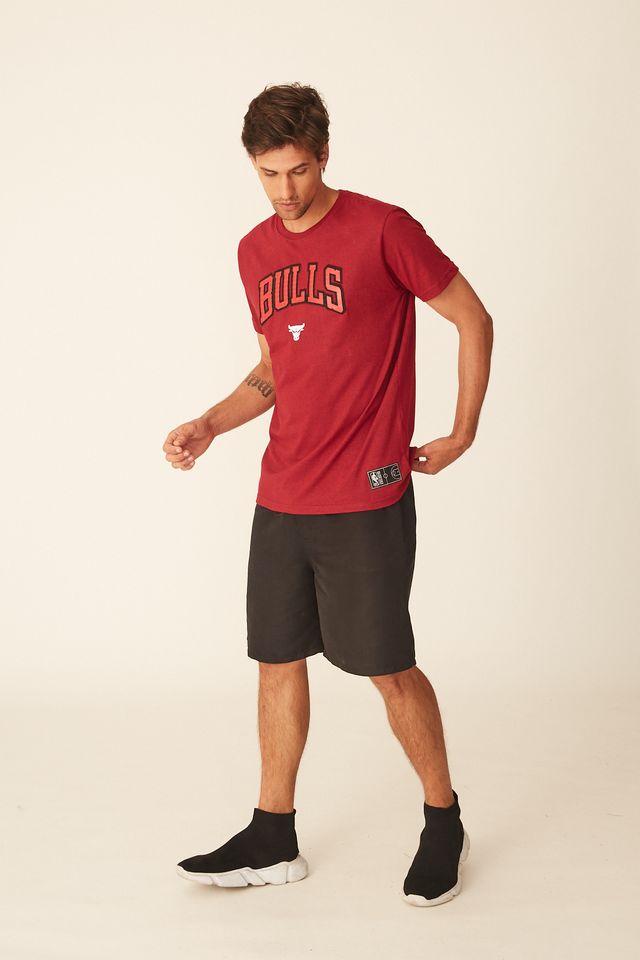 Camiseta-NBA-Estampada-Chicago-Bulls-Casual-Vermelha-Mescla