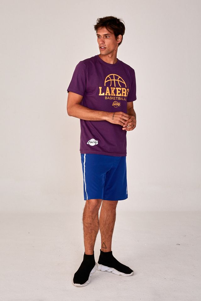 Camiseta-NBA-Estampada-Los-Angeles-Lakers-Casual-Roxa