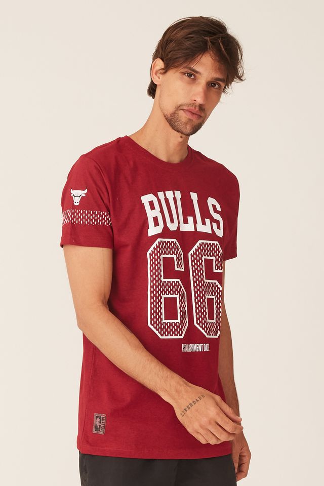 Camiseta-NBA-Estampada-Chicago-Bulls-Casual-Vermelha-Mescla