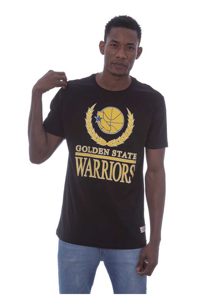 Camiseta-Mitchell---Ness-Estampada-Laurel-Programm-Golden-State-Warriors-Preta