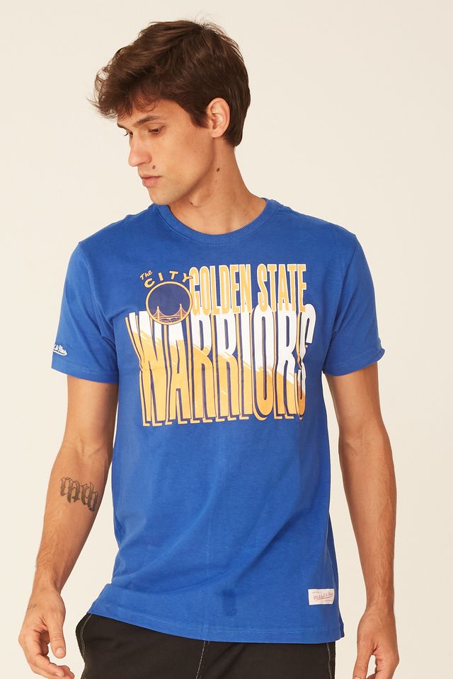 Camiseta-Mitchell---Ness-Estampada-Scribble-Fill-Golden-State-Warriors-Azul