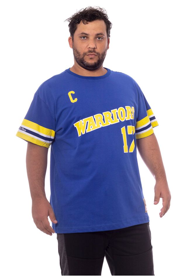 Camiseta-Mitchell---Ness-Plus-Size-Estampada-Golden-State-Warriors-Chris-Mullin-Azul
