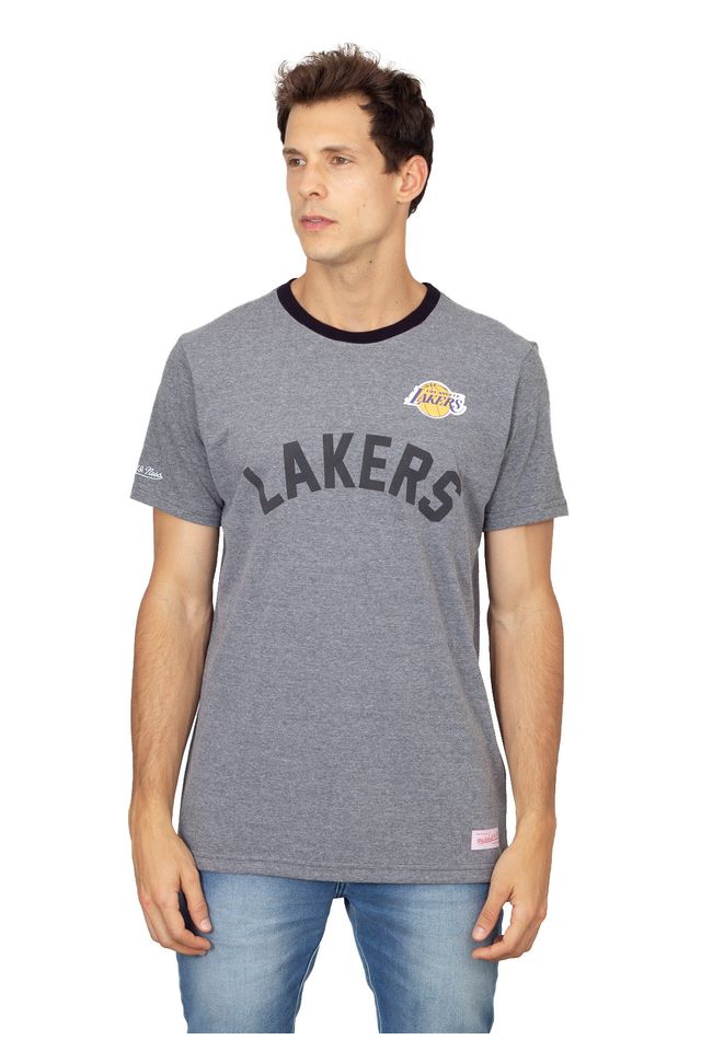 Camiseta-Mitchell---Ness-Estampada-Los-Angeles-Lakers-Cinza