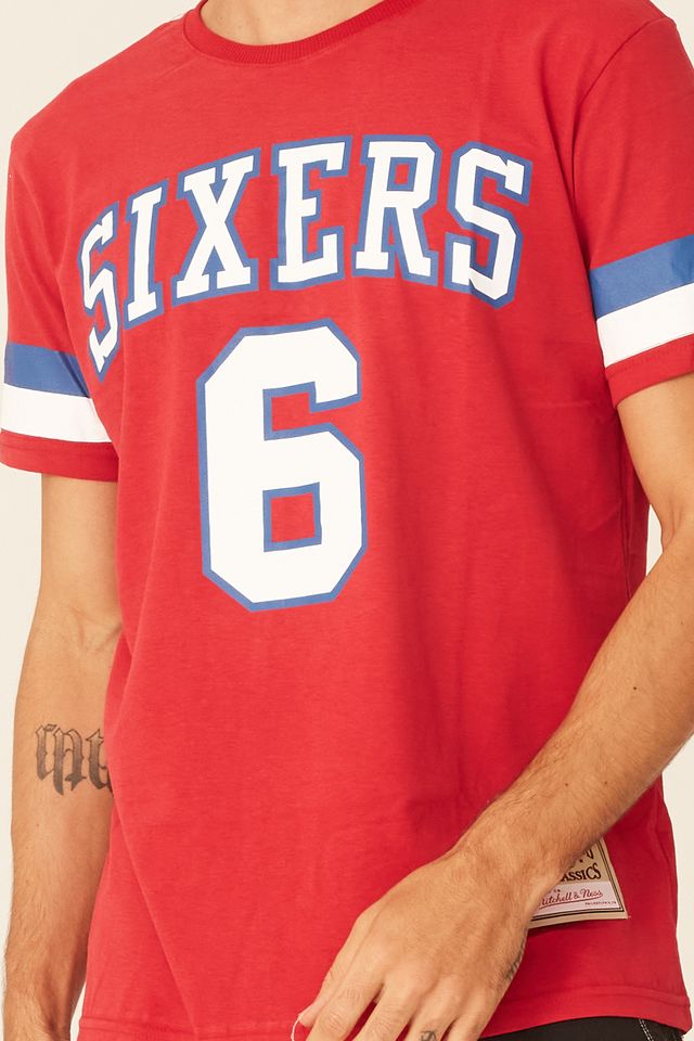 Camiseta-Mitchell---Ness-Estampada-Philadelphia-76ERS-Patrick-Ewing-Vermelha