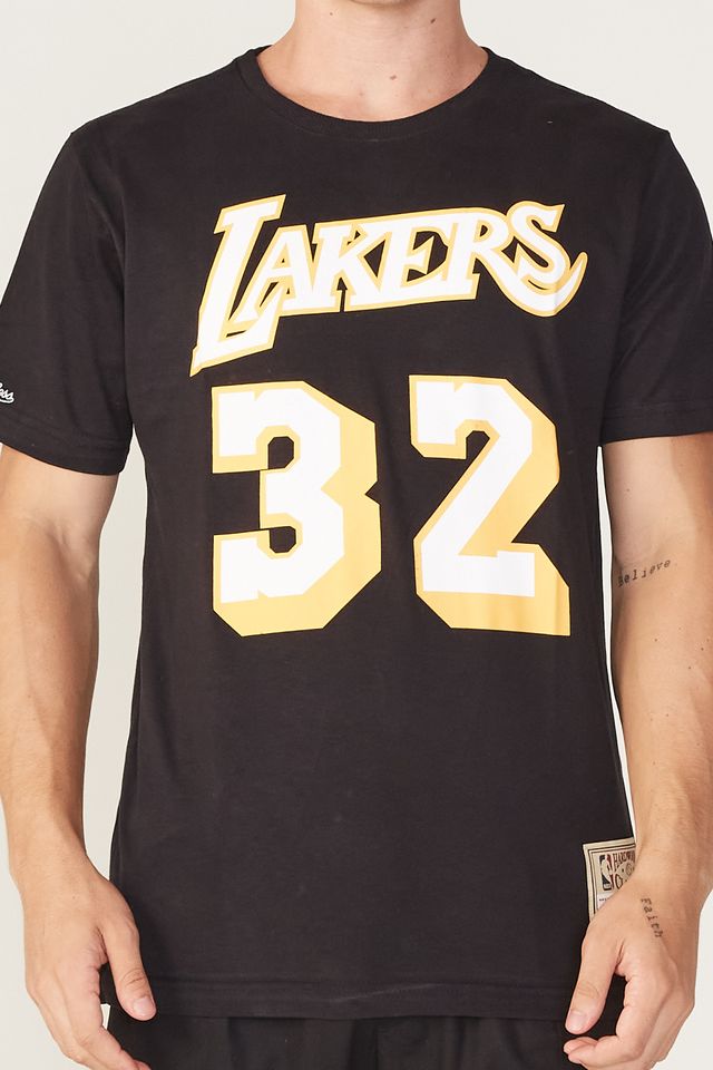 Camiseta-Mitchell---Ness-Estampada-Los-Angeles-Lakers-Magic-Johnson-Preta