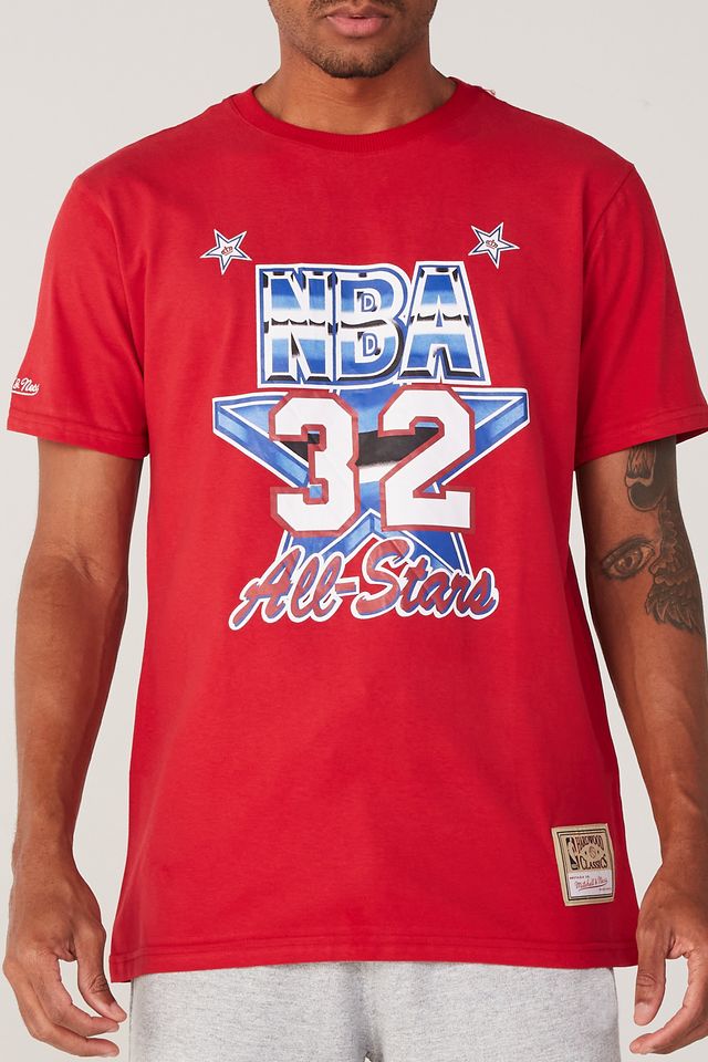 Camiseta-Mitchell---Ness-Estampada-NBA-All-Star-Magic-Johnson-Vermelha