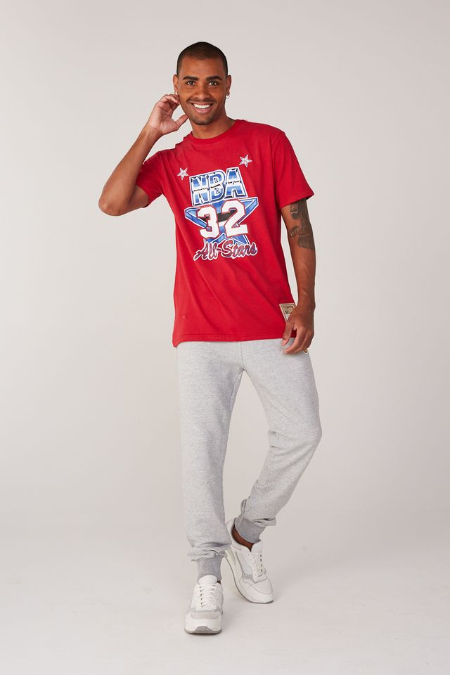 Camiseta-Mitchell---Ness-Estampada-NBA-All-Star-Magic-Johnson-Vermelha