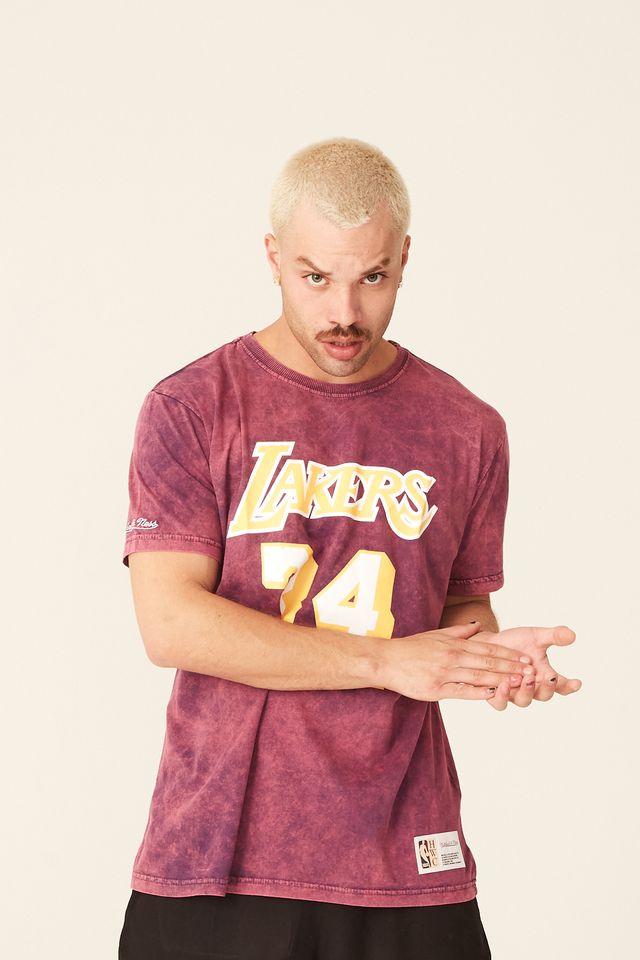Camiseta-Mitchell---Ness-Estampada-Los-Angeles-Lakers-Shaquille-Oneal-Roxa