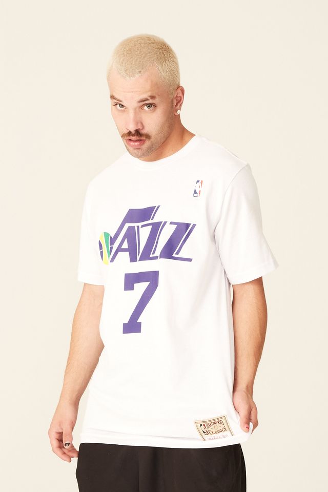 Camiseta-Mitchell---Ness-Especial-Utah-Jazz-Pistol-Branca