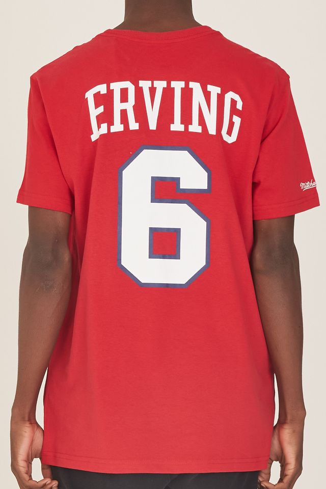 Camiseta-Mitchell---Ness-Estampada-Philadelphia-76ERS-Julius-Erving-Vermelha