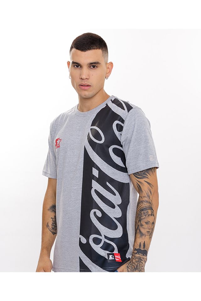 Camiseta-Starter-Collab-Coca-Cola-Logo-Explode-Cinza-Mescla