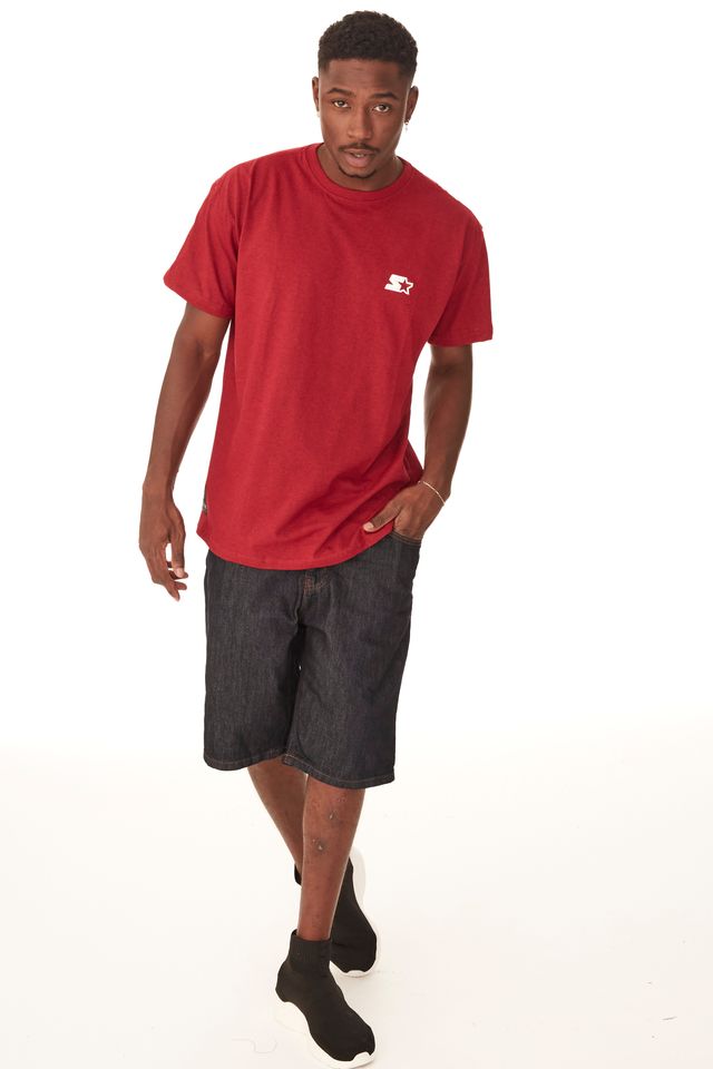 Camiseta-Starter-Plus-Size-Estampada-Vermelha-Mescla