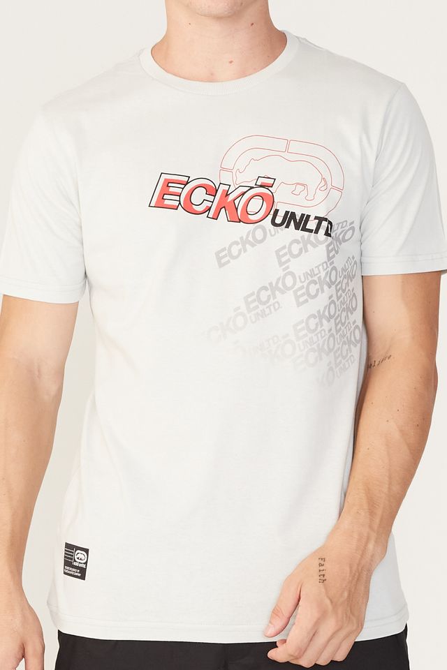Camiseta-Ecko-Estampada-Cinza