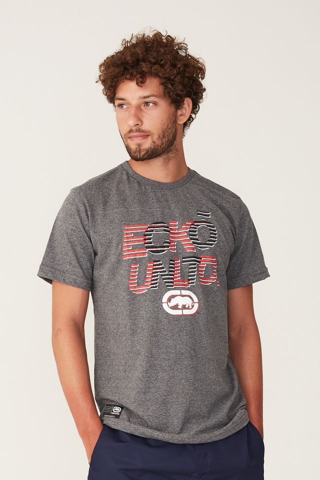 Camiseta-Ecko-Estampada-Cinza-Mescla-Escuro