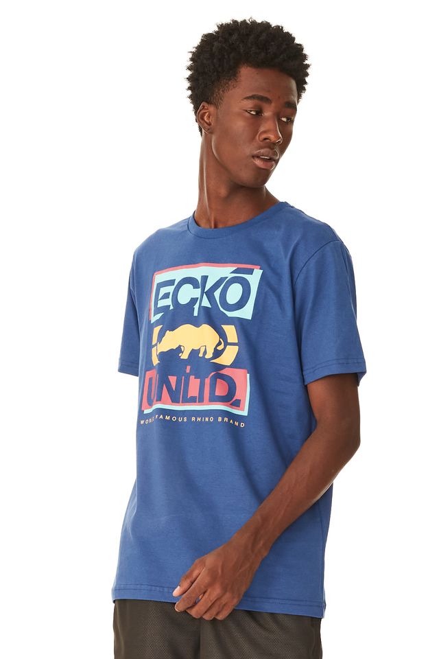Camiseta-Ecko-Estampada-Azul