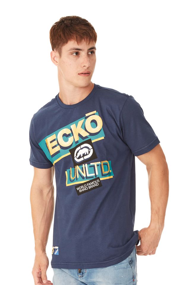 Camiseta-Ecko-Estampada-Azul-Marinho