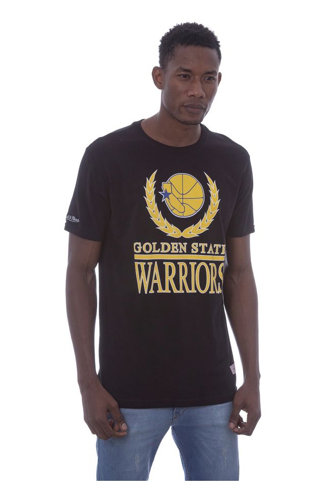 Camiseta-Mitchell---Ness-Estampada-Laurel-Programm-Golden-State-Warriors-Preta