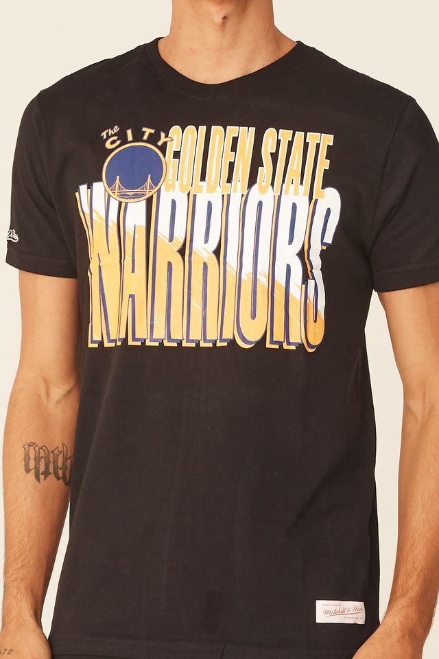 Camiseta-Mitchell---Ness-Estampada-Scribble-Fill-Estampada-Golden-State-Warriors-Preta
