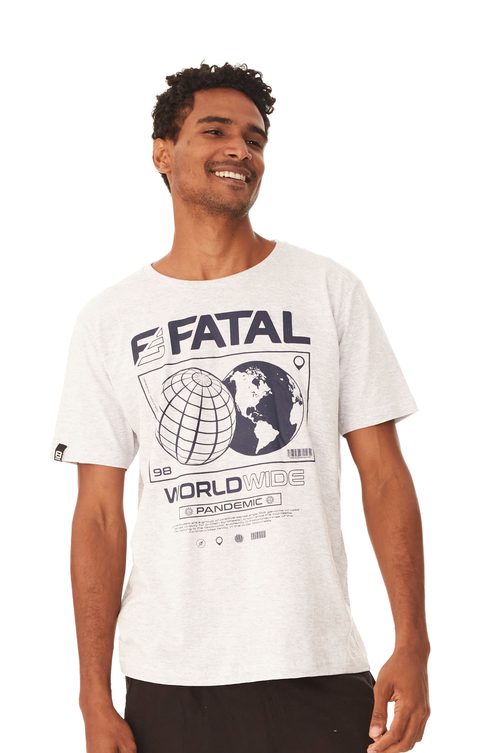 Camiseta Fatal World Wide Pandemic Cinza Mescla Cinza