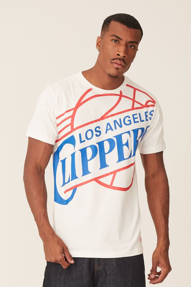 Camiseta-Mitchell---Ness-Estampada-Los-Angeles-Clippers-Off-White
