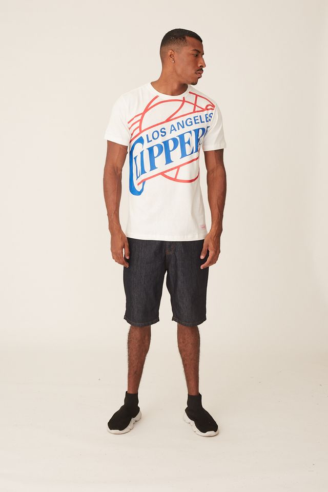 Camiseta-Mitchell---Ness-Estampada-Los-Angeles-Clippers-Off-White