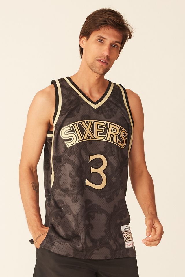 Allen Iverson 3 Philadelphia 76ers 1997 Mitchell & Ness Gold Swingman Jersey  