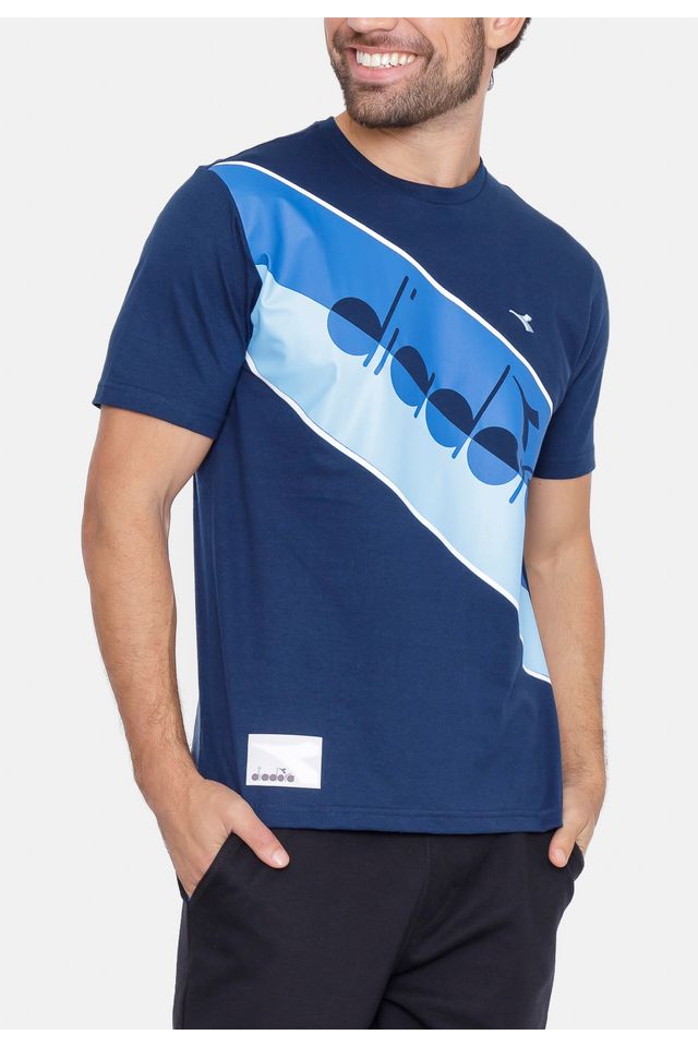 Engañoso conciencia ventajoso Camiseta Diadora Two Tone Stripe Azul Marinho - Urbane