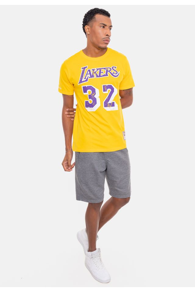 Camiseta Mitchell & Ness Magic Johnson Los Angeles Lakers Amarela - StanceBr