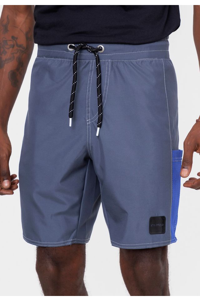 Shorts-Starter-Sintetico-Com-Elastico-Cinza-Mescla-Escuro Shorts-Starter-Sintetico-Com-Elastico-Cinza-Mescla-Escuro