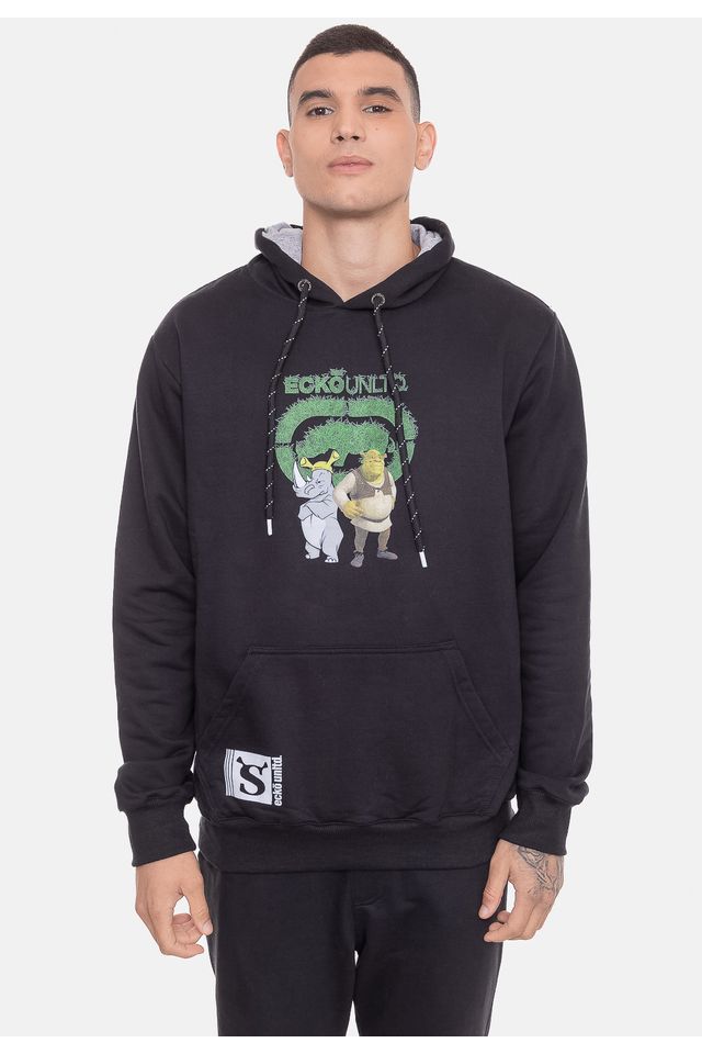 Moletom Ecko Com Capuz Green Collab Shrek Azul Marinho - MitchellAndNess